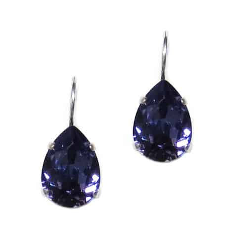 Mariana Jewelry Silver Plated Raindrop crystal Drop Earrings in Medium Purple