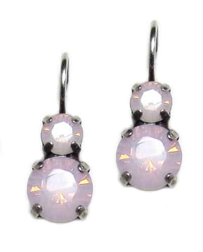 Mariana Jewelry Silver Plated Petite Round Rose Water Opal crystal Drop Earrings