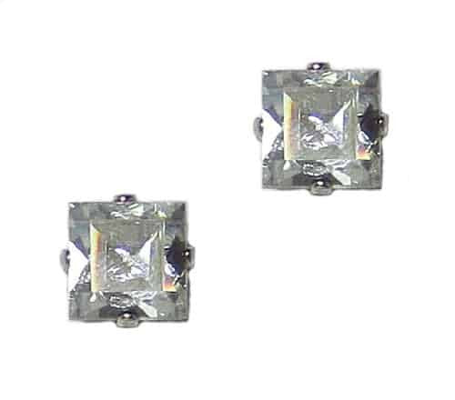 Mariana Jewelry Silver Plated Square crystal Post Earrings in Crystal Aurore Boreale