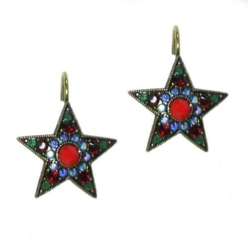 Mariana Jewelry Silver Plated Star Burst crystal Drop Earrings