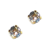 Mariana Jewelry Yellow Gold Plated Petite Round crystal Post Earrings in Crystal Moonlight