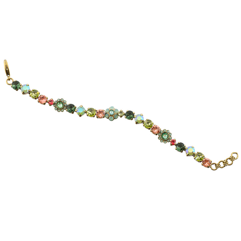 Sorrelli Gem Pop Classic Floral Tennis Bracelet, Antique Gold Plated