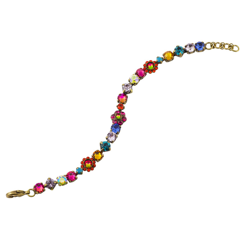 Sorrelli Southwest Brights Antique Gold Plated Classic Floral Tennis Bracelet