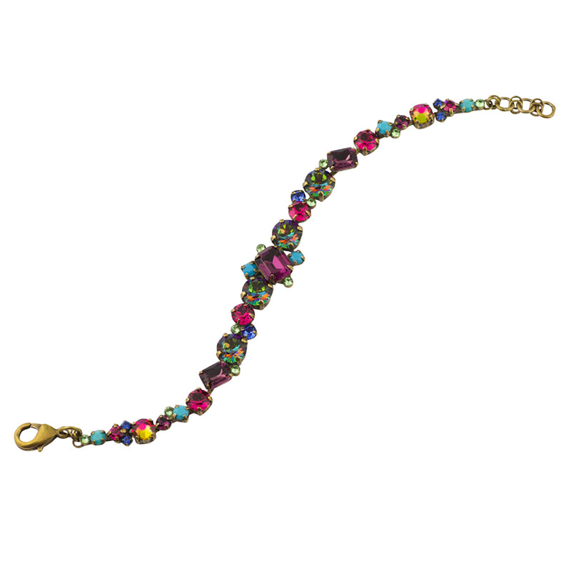 Sorrelli Southwest Brights Antique Gold Plated Classic Multi-Cut Crystal Line Bracelet