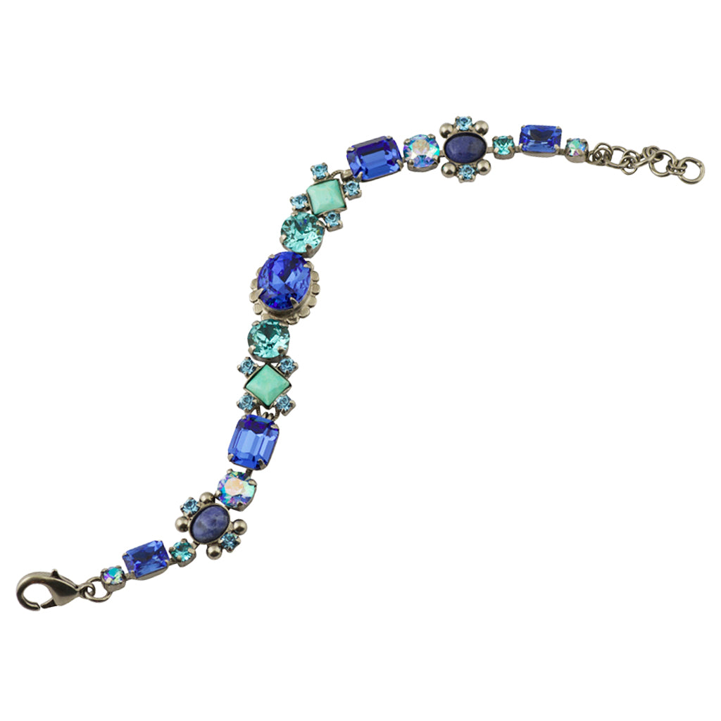 Sorrelli Ultramarine Antique Silver Plated Classic Empress Jewel Line Bracelet