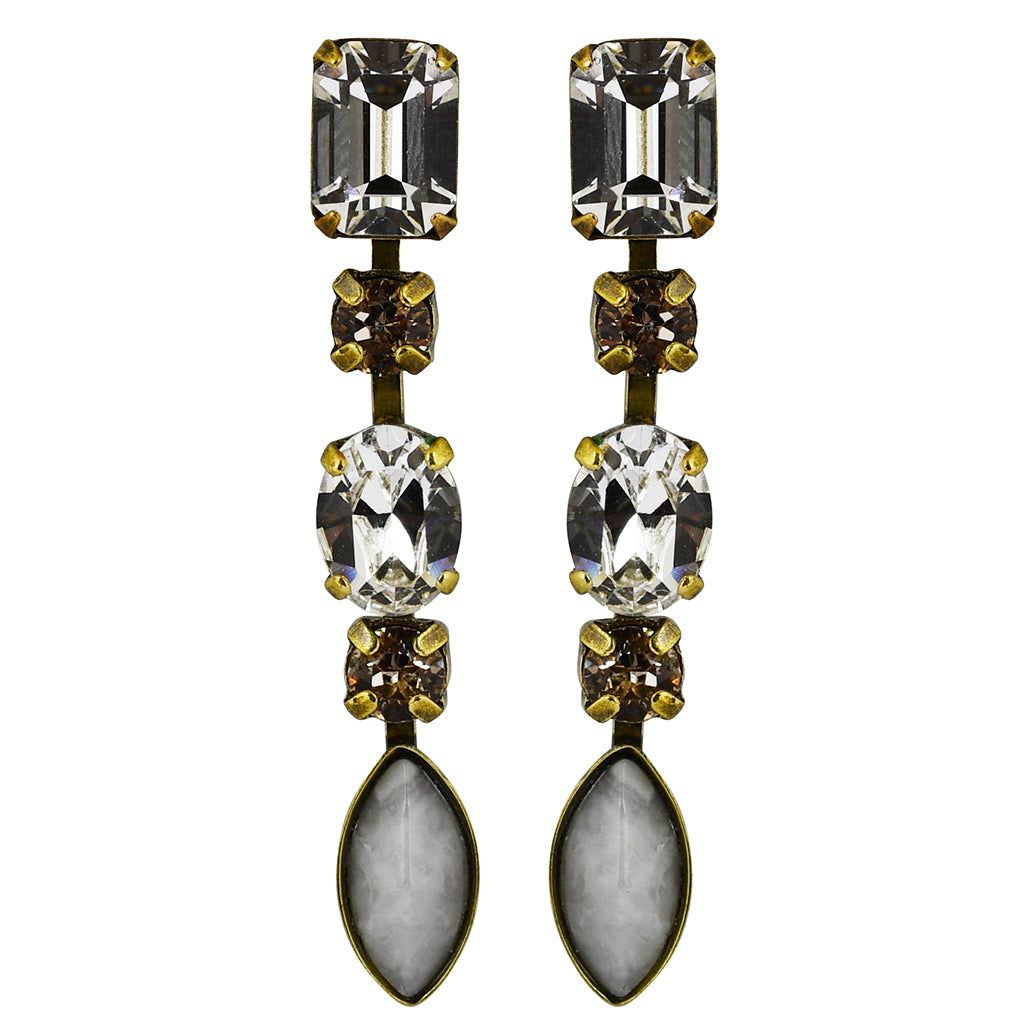 Sorrelli Snow Bunny Multi Crystal Classic Linear Earring, Antique Silver Plated