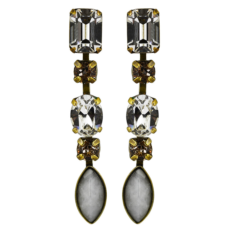 Sorrelli Snow Bunny Multi Crystal Classic Linear Earring, Antique Silver Plated