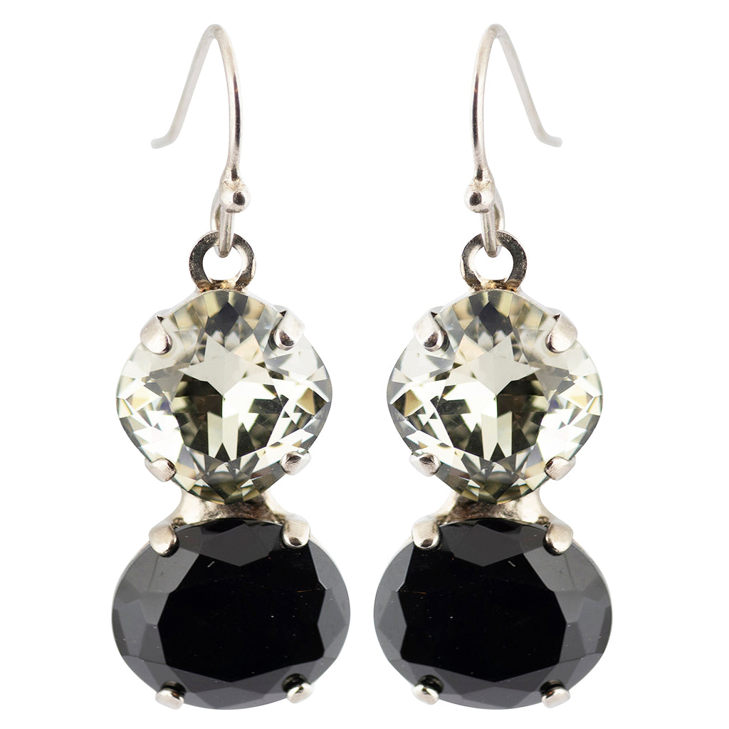 Sorrelli Crystal Noir Antique Silver Plated Dynamic Duo Earring