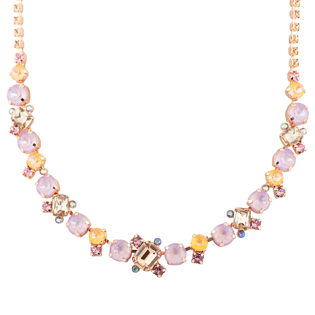 Sorrelli Lavender Peach Sophisticated Tennis Necklace, Rose Gold