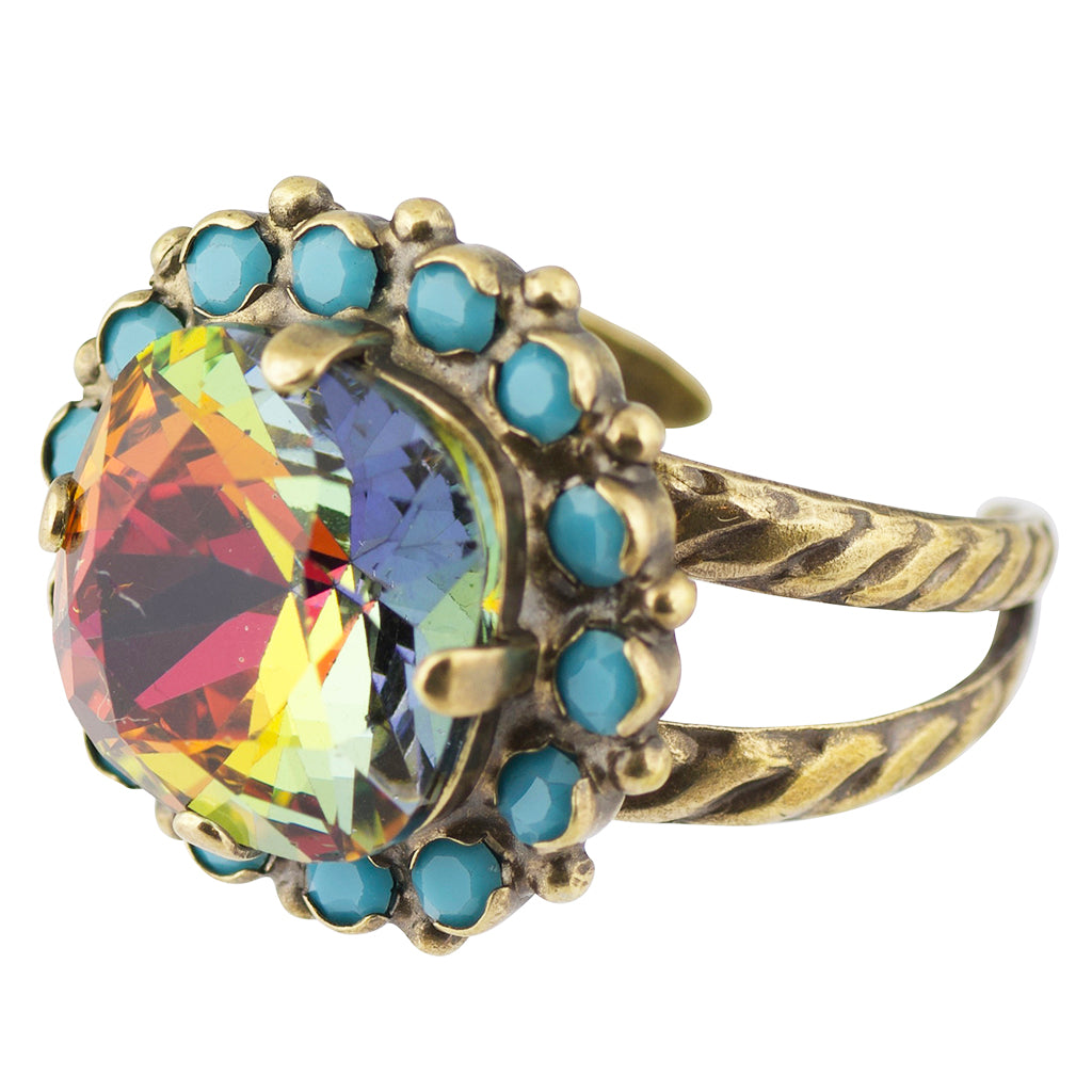 Sorrelli Southwest Brights Antique Gold Plated Cushion-Cut Cocktail Ring