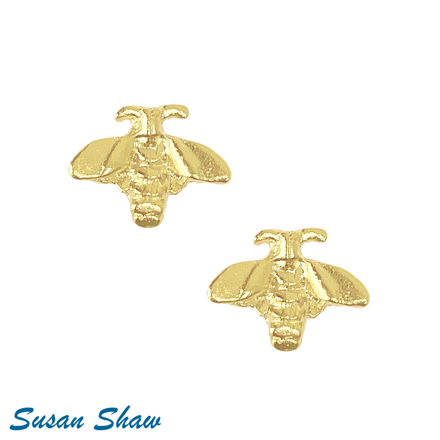 Susan Shaw Handcast Gold Mini Bee Stud Earrings
