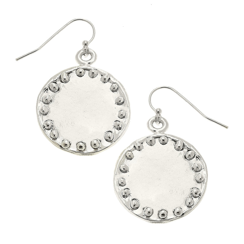 Susan Shaw Handcast Silver Plated Round Dotted Dangle Earrings