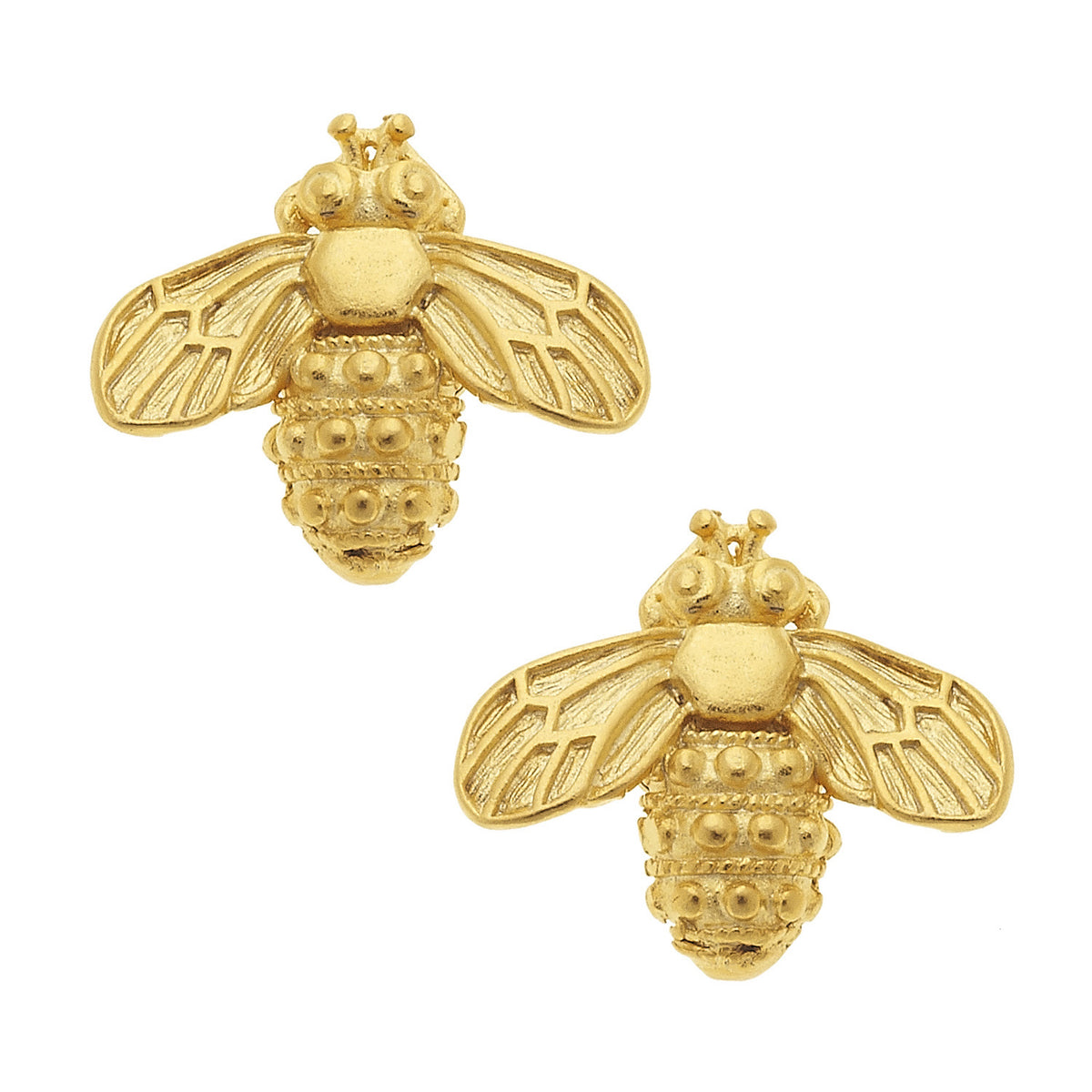 Susan Shaw Bee Stud Earrings, Gold Plated on Post