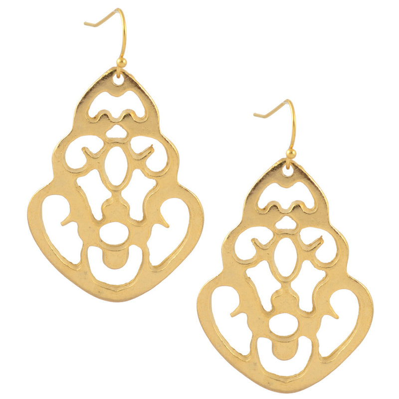 Susan Shaw Gold Plated Filigree Bell Dangle Earrings