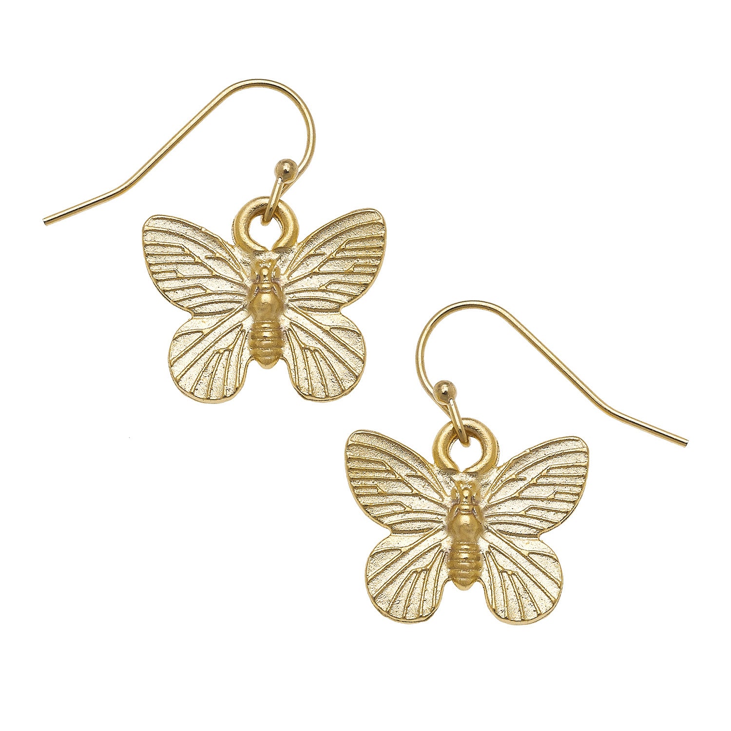 Susan Shaw Gold Butterfly Dangle Earrings