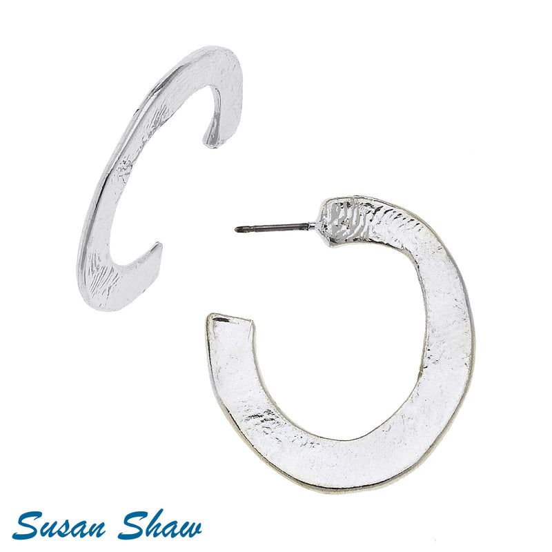 Susan Shaw Small Handcast Silver Hoop Earrings