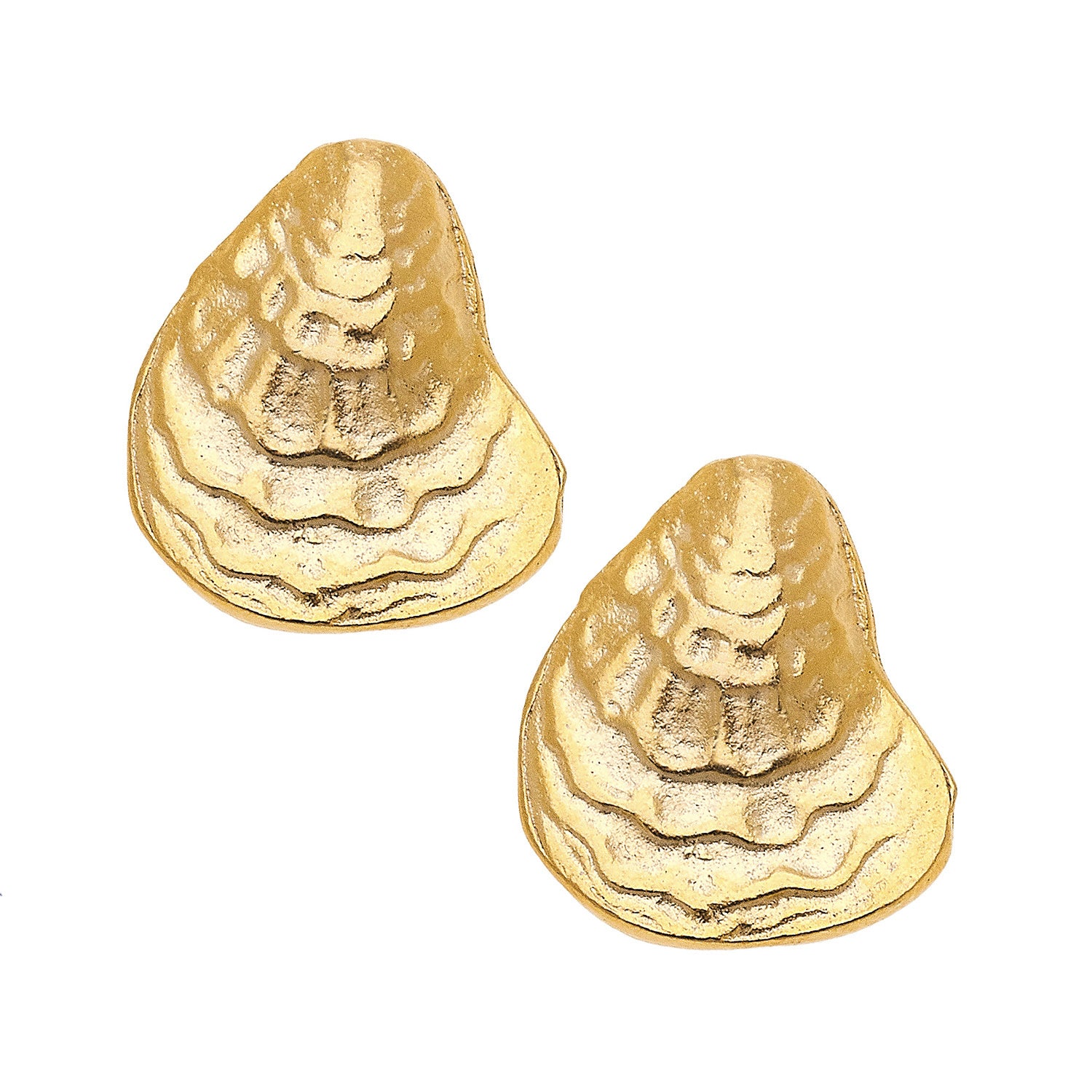 Susan Shaw Handcast Gold Plated Oyster Stud Earrings