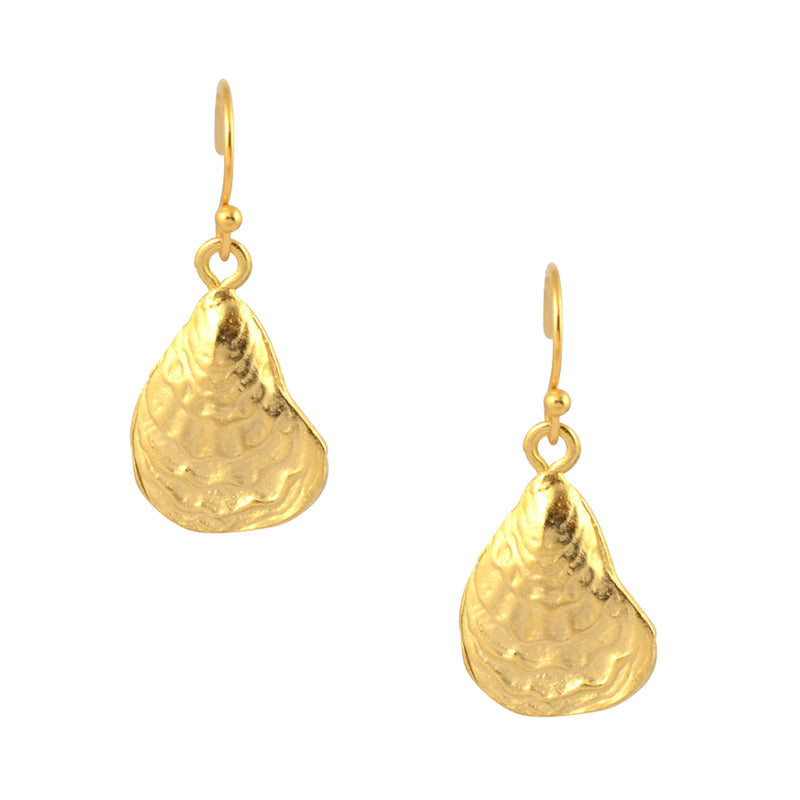Susan Shaw Gold Plated Oyster Shell Dangle Earrings