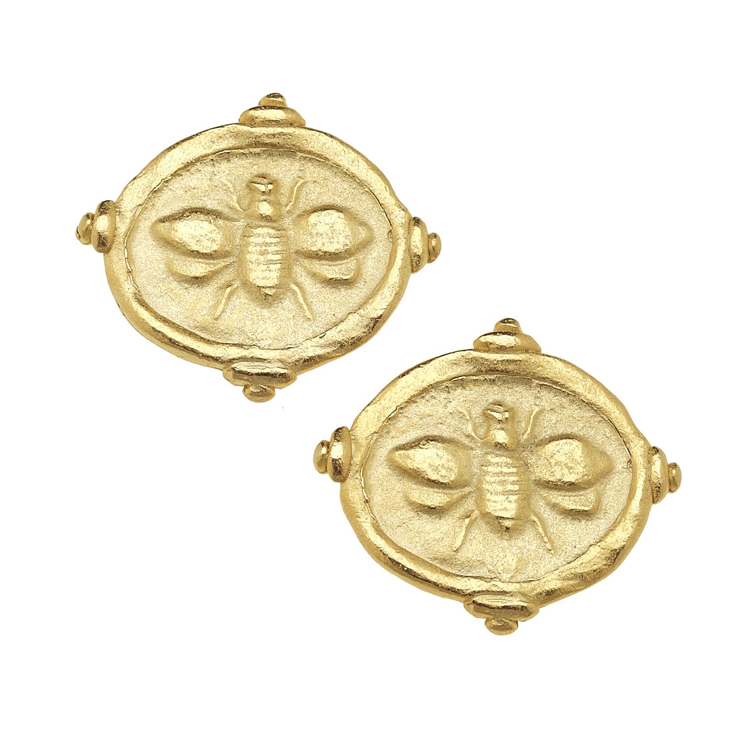 Susan Shaw Jewelry Bee Coin Earrings in Gold