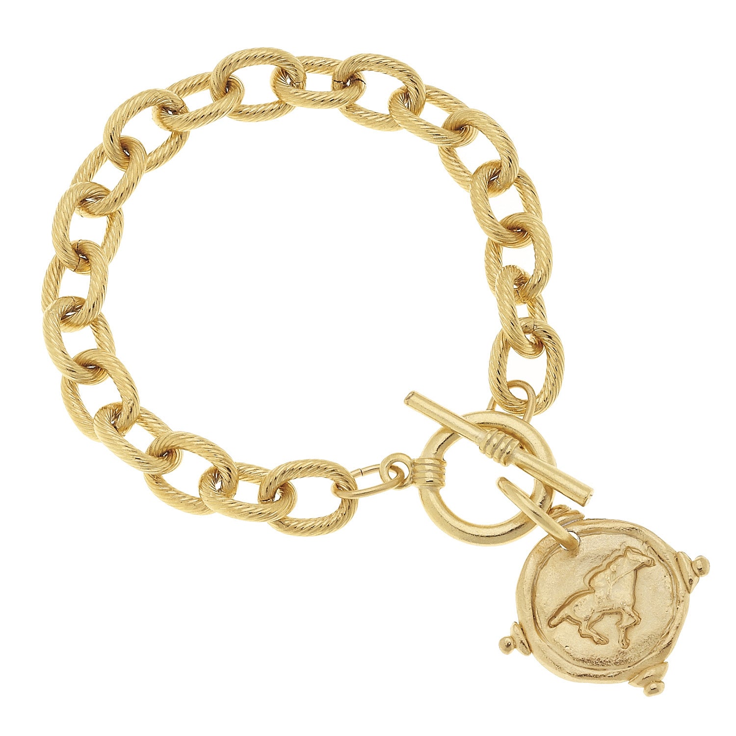 Susan Shaw Jewelry Racehorse Bracelet, Horse Charm in Gold