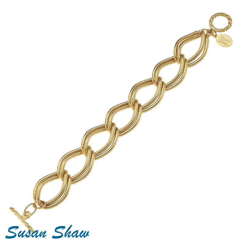 Susan Shaw Jewelry Double Chain Bracelet in Gold