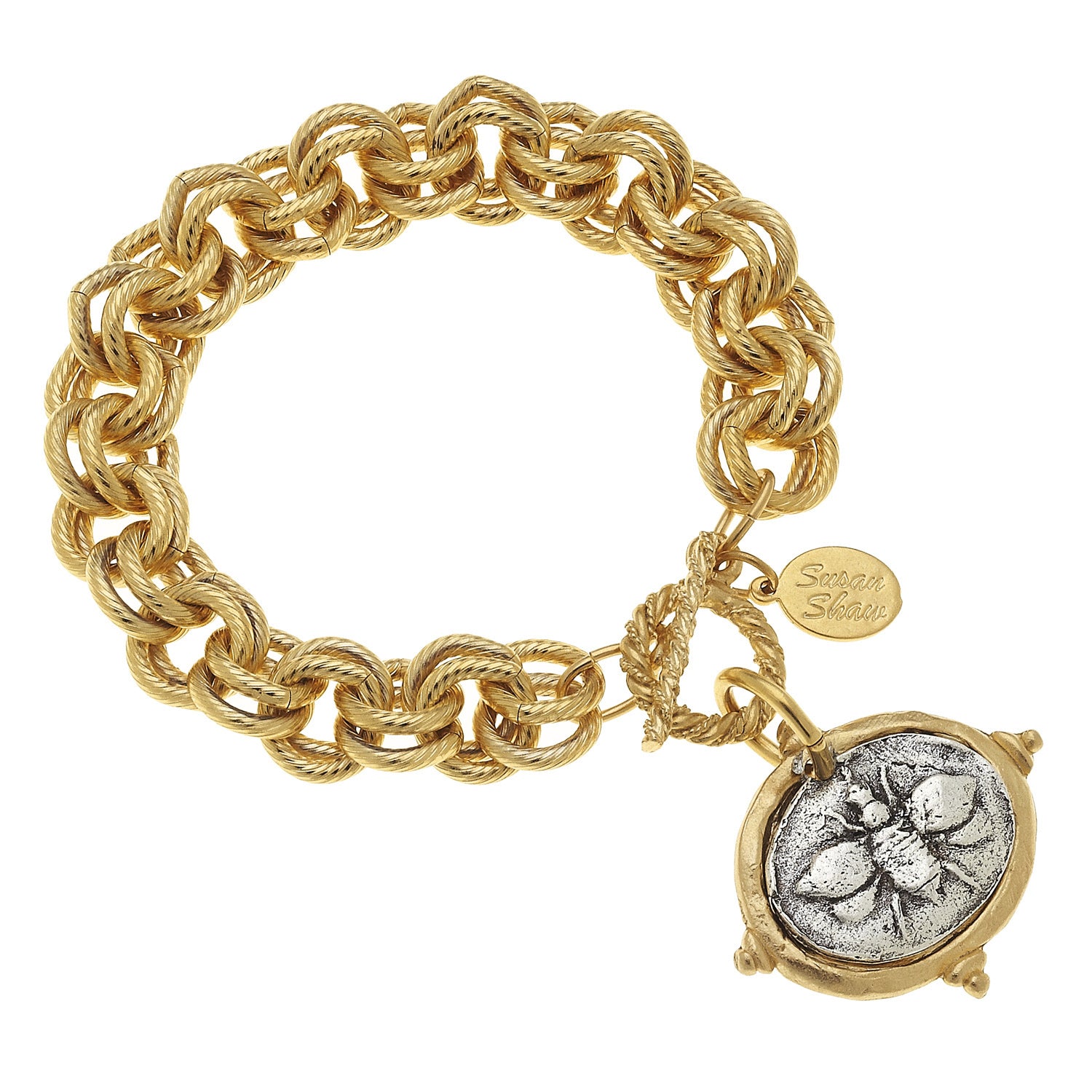 Susan Shaw Jewelry Handcast Bee Bracelet in Gold