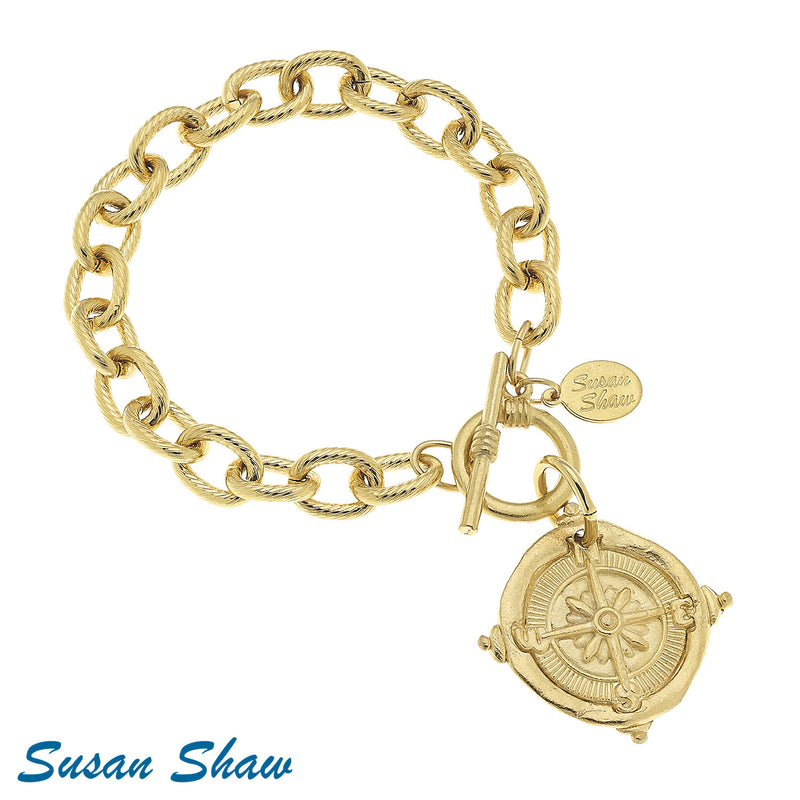 Susan Shaw Handcast Gold Compass Bracelet
