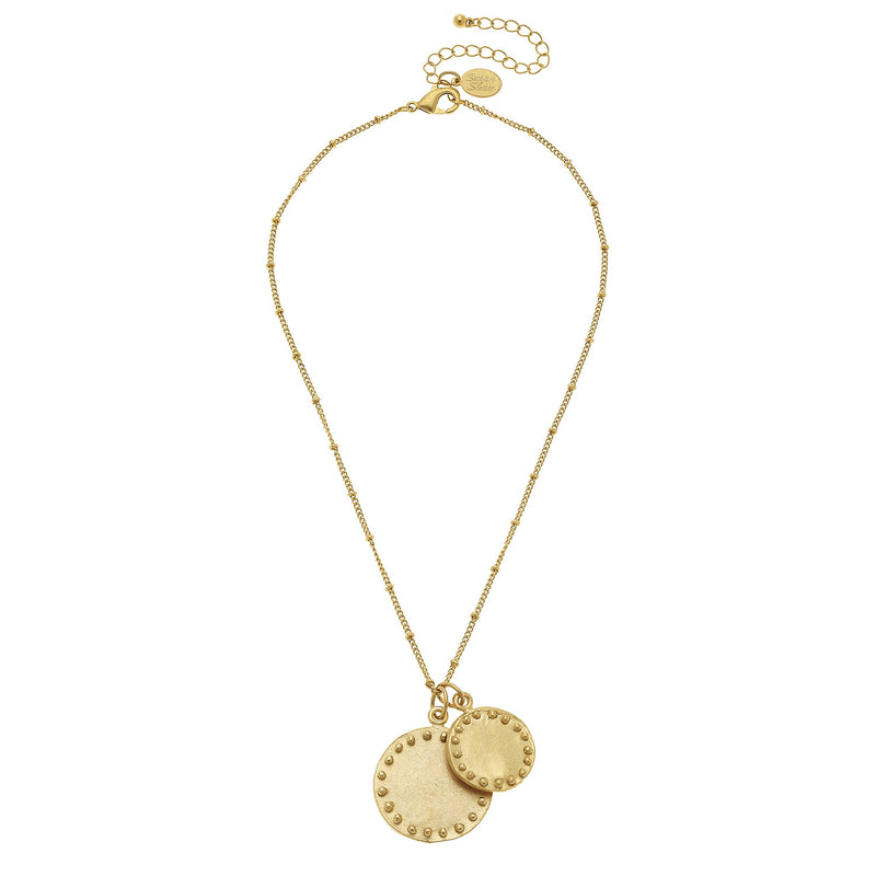Susan Shaw Handcast Gold Plated Round Dotted Pendant Necklace, 16"