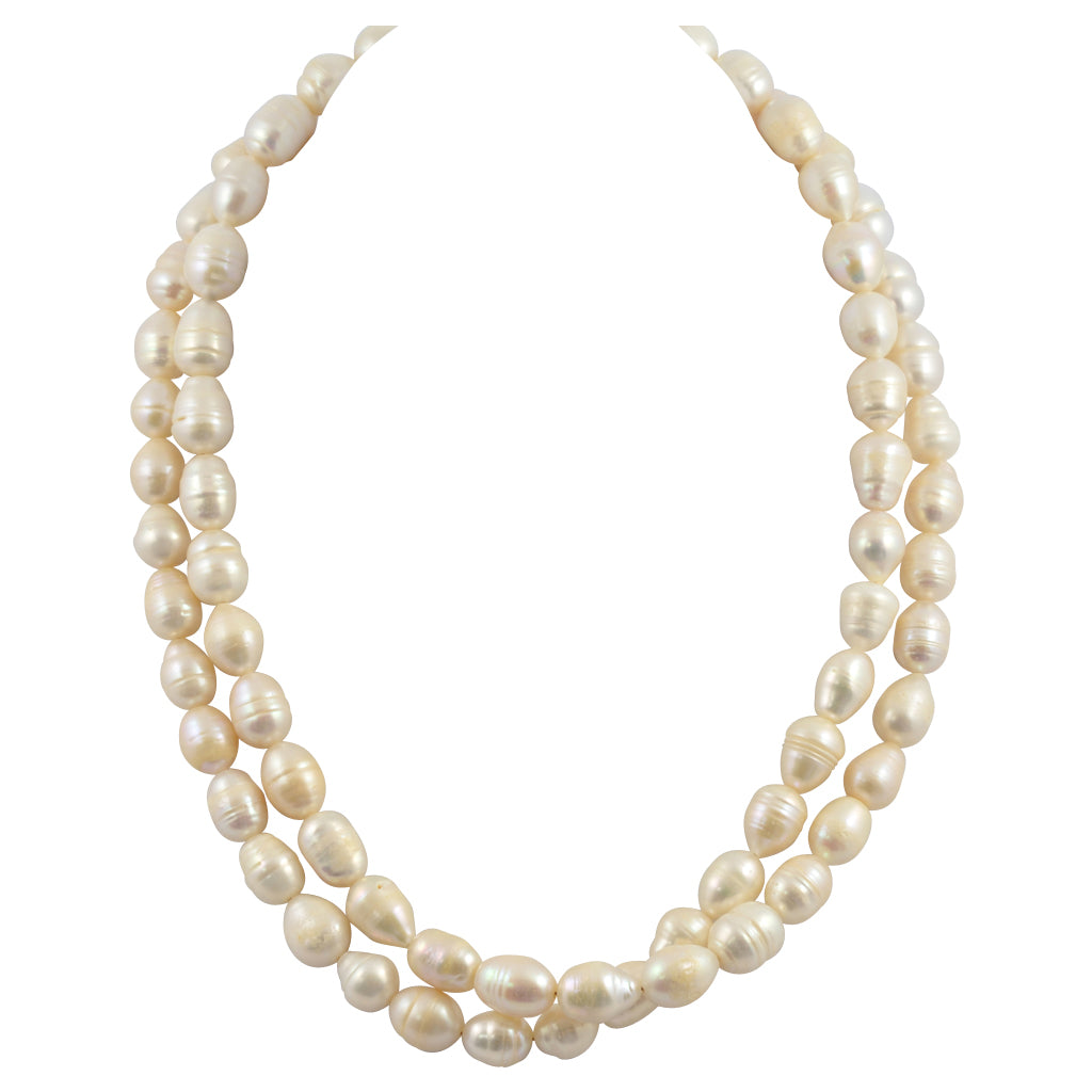 Susan Shaw Large White Pearl Necklace, 36" Gold Plated Chain