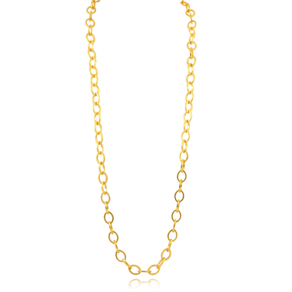 Susan Shaw Textured Link Chain Necklace, Gold Plated Long Chain, 32"