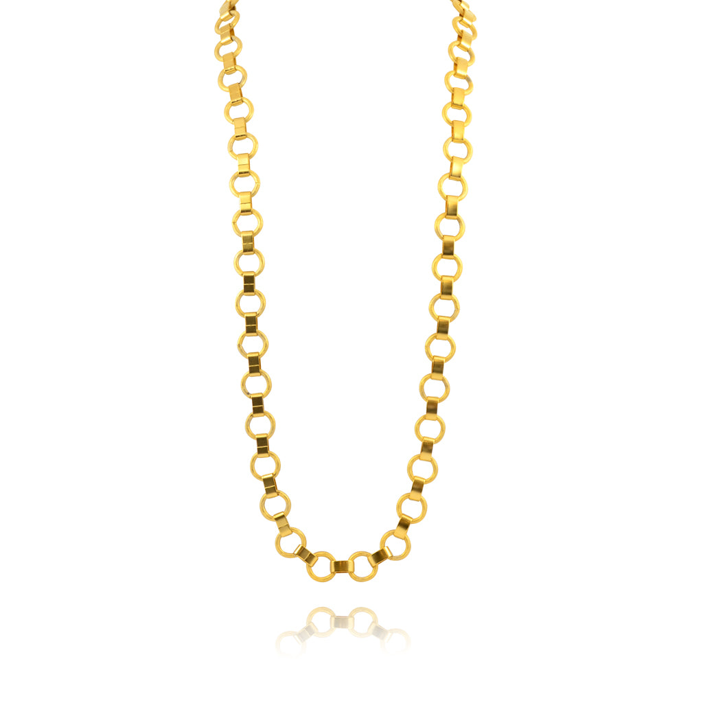 Susan Shaw Textured Link Chain Necklace, Gold Plated Long Round and Connector Chain, 32"