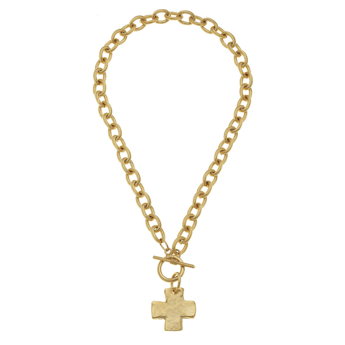 Susan Shaw Cross Chain Toggle Necklace, Gold Plated Pendant