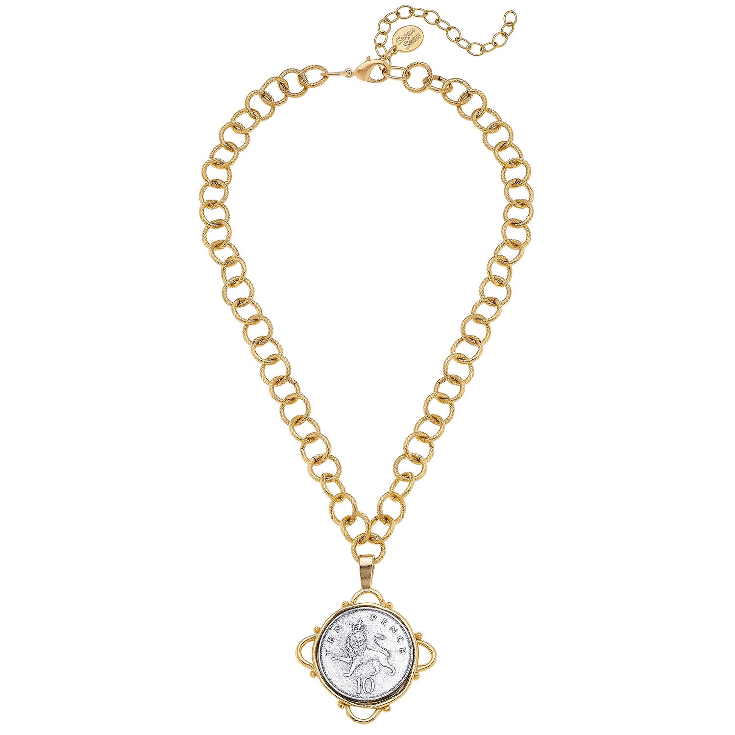 Susan Shaw Gold Plated Large Coin Pendant Necklace