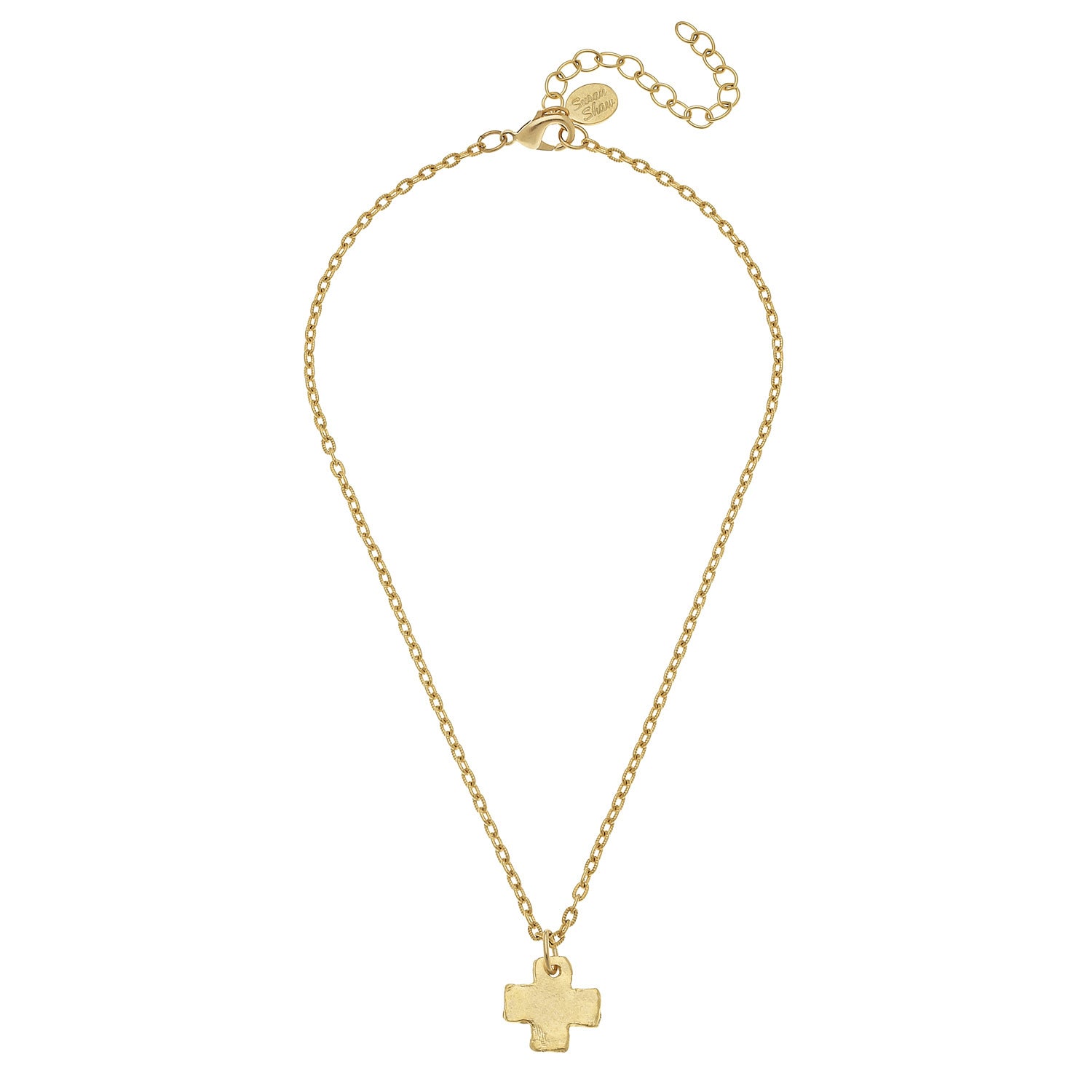 Susan Shaw Handcast Gold Cross Necklace, 16+3"