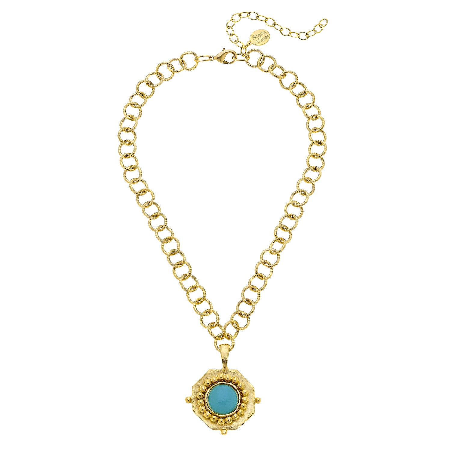 Susan Shaw Gold Plated Round Crystal Pendant Necklace
