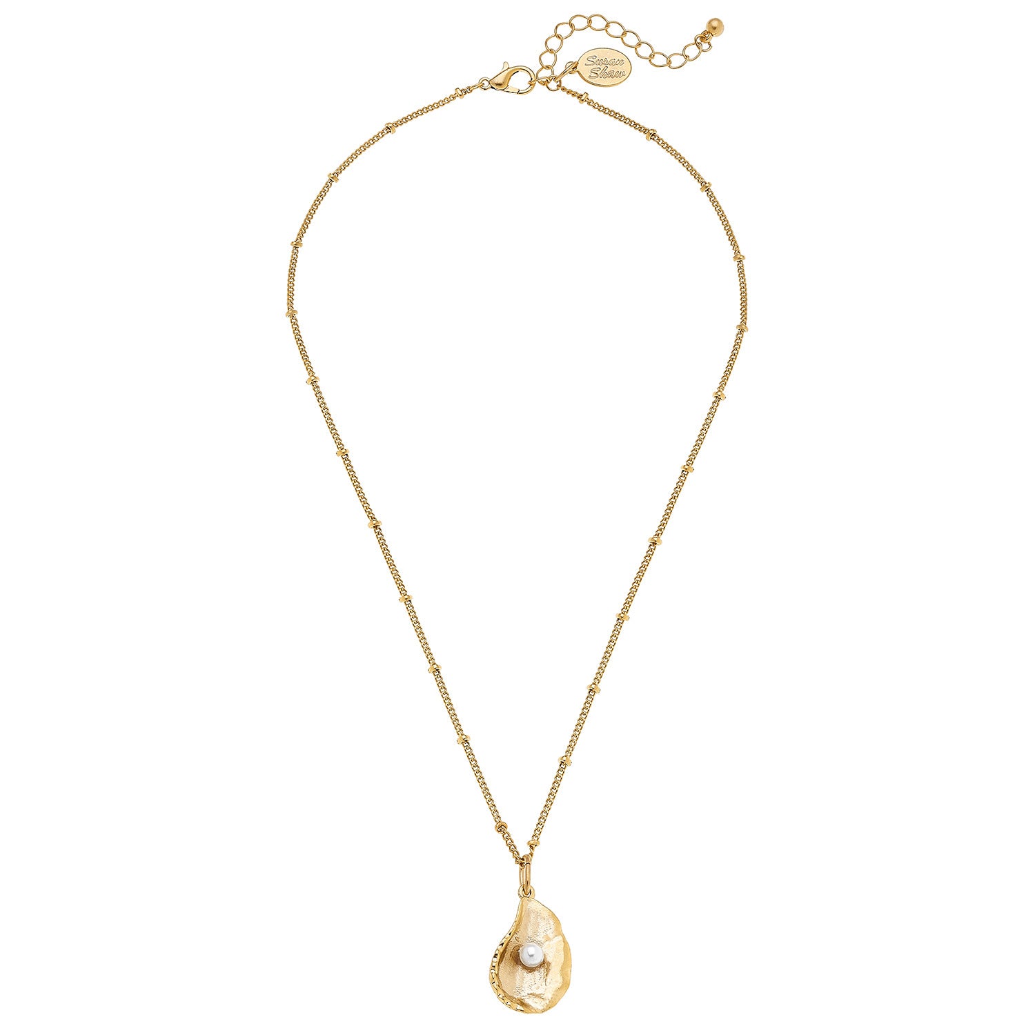 Susan Shaw Gold Plated Oyster and Pearl Pendant Necklace