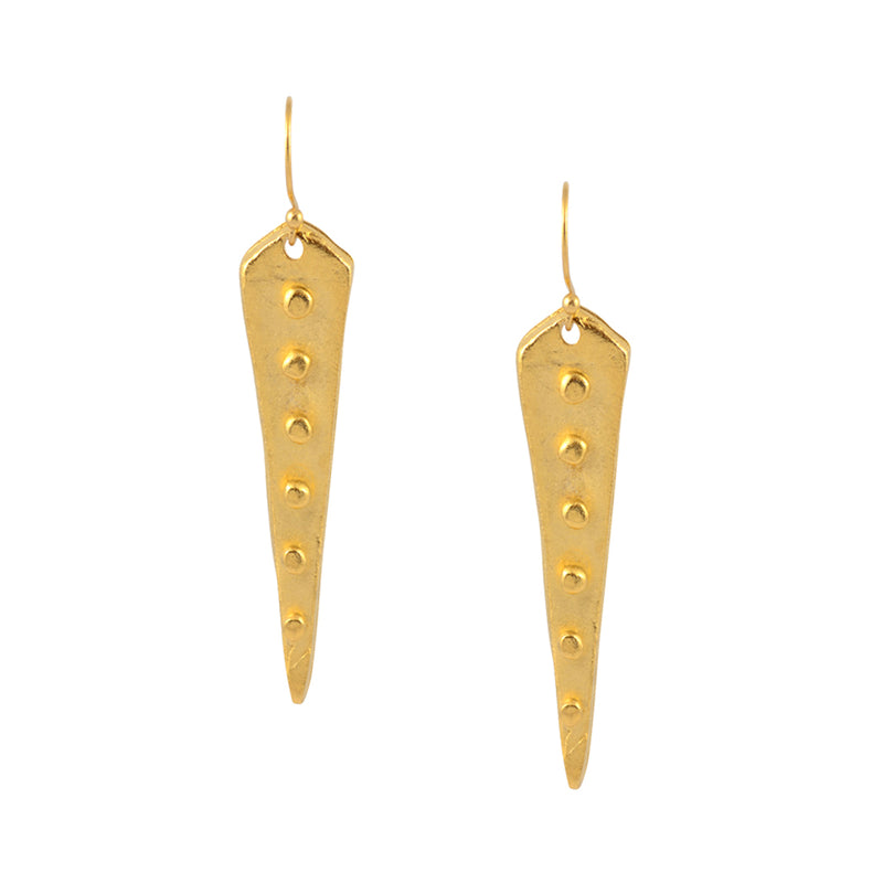 Susan Shaw Gold Plated Dotted Dagger Dangle Earrings