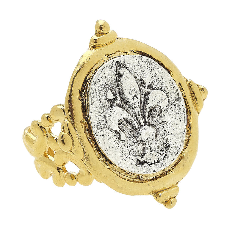 Susan Shaw Jewelry Fleur de Lis Ring in Gold