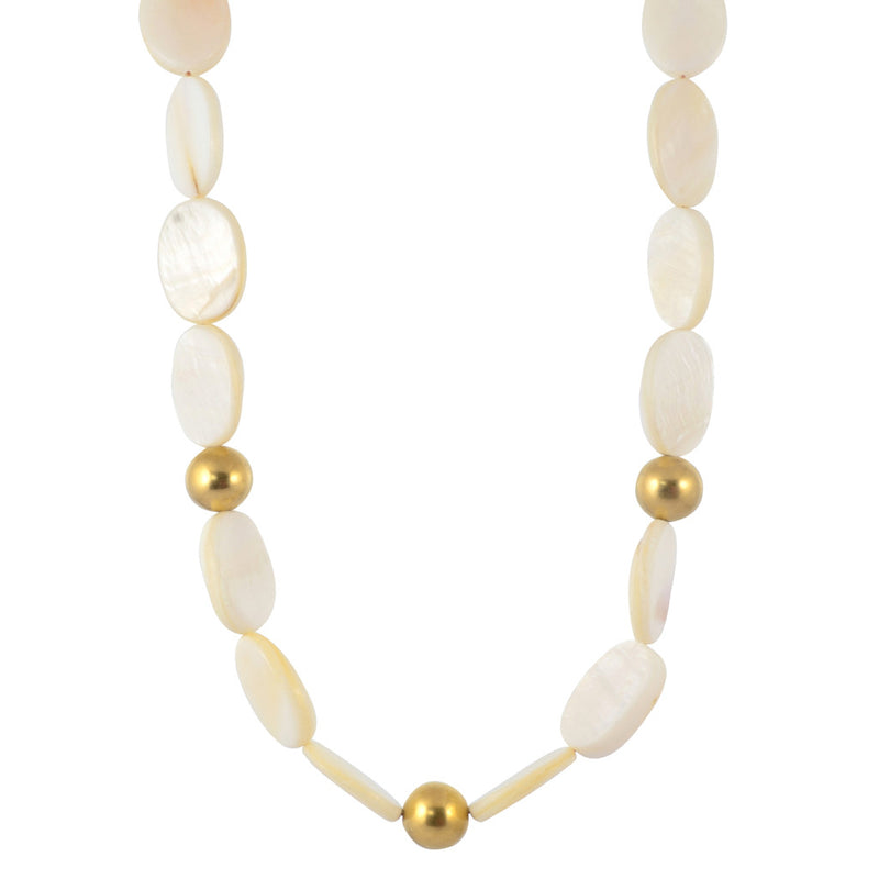 Susan Shaw Gold Plated Flat White Necklace, 18"