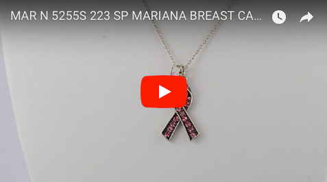Mariana Jewelry Silver Plated Breast Cancer Awareness crystal Ribbon Pendant Necklace in Pink