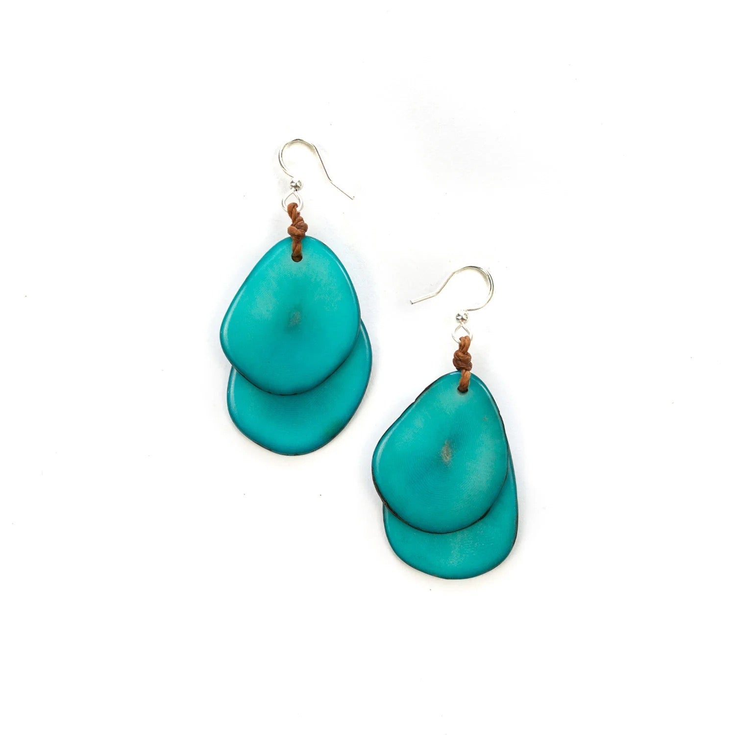Tagua Jewelry "Fiesta" Dangle Earrings in Turquoise