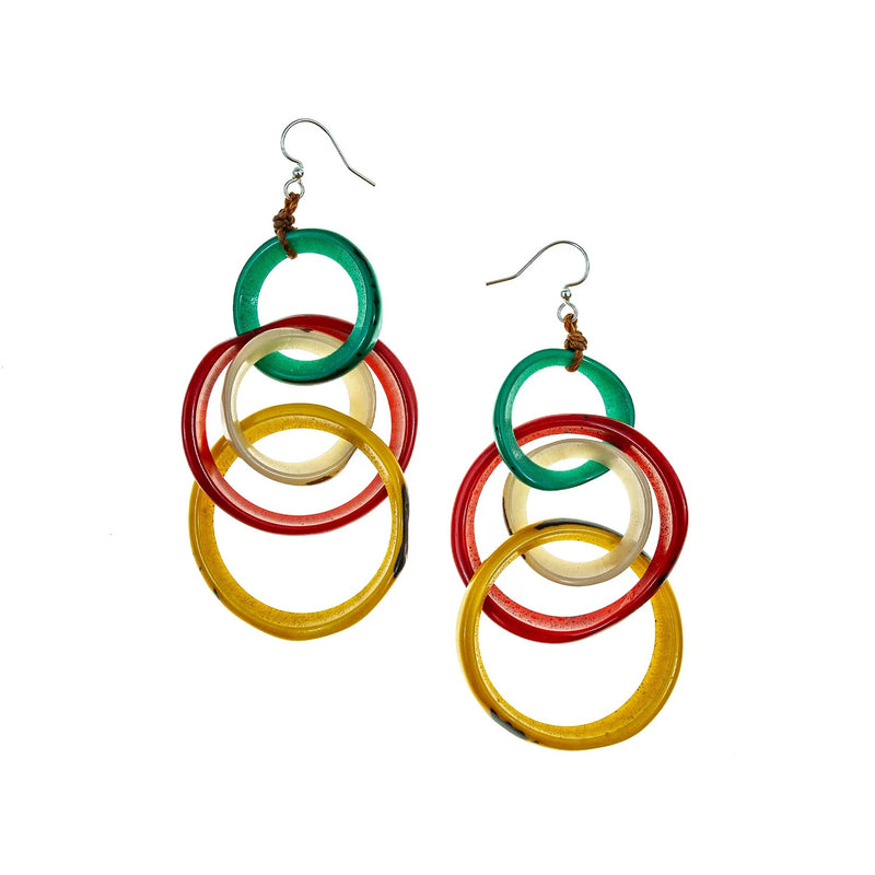 Tagua Jewelry "Yazmine" Dangle Earrings in Multicolor
