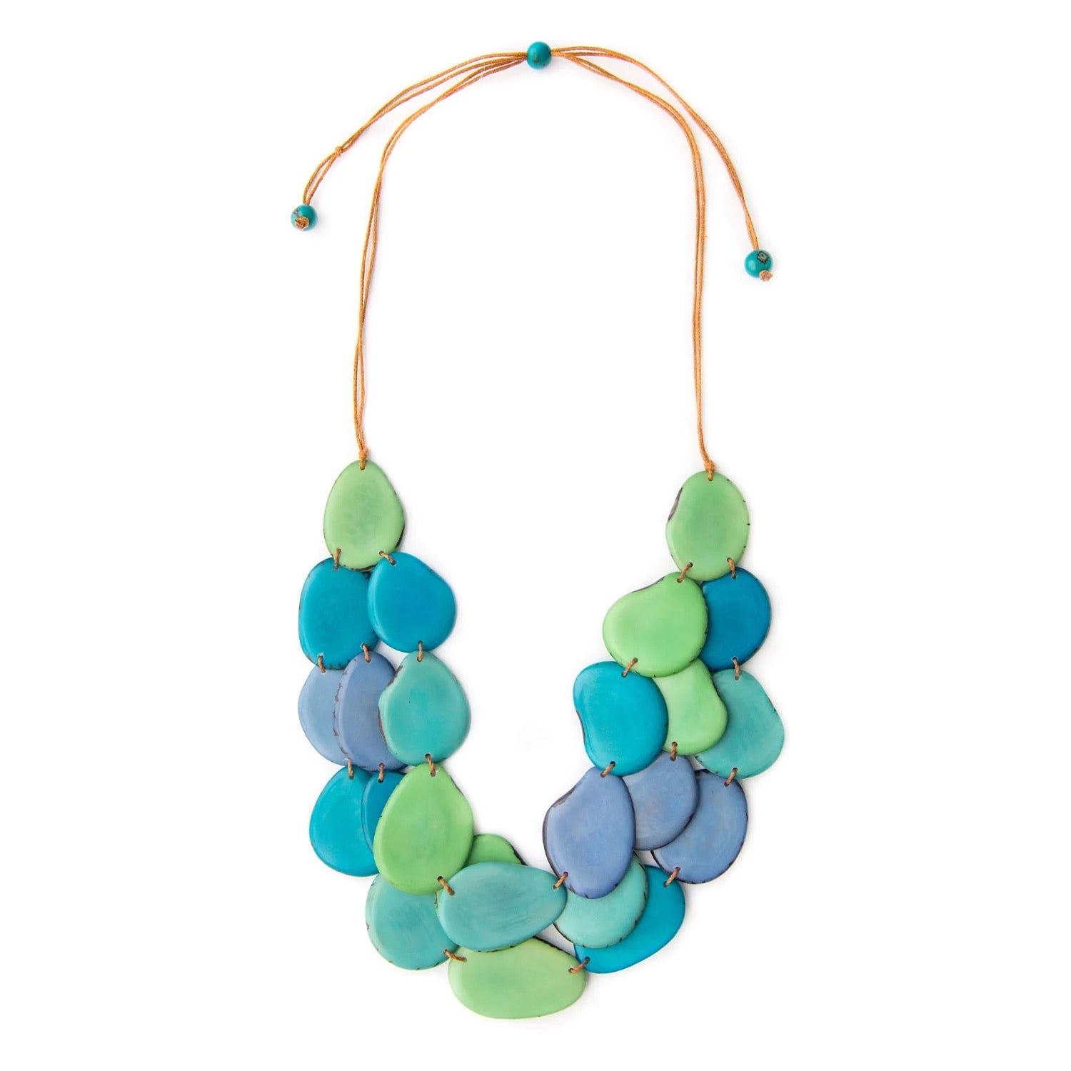 Tagua Jewelry "Amigas" Necklace in Biscayne Bay, Turquoise, and Mint