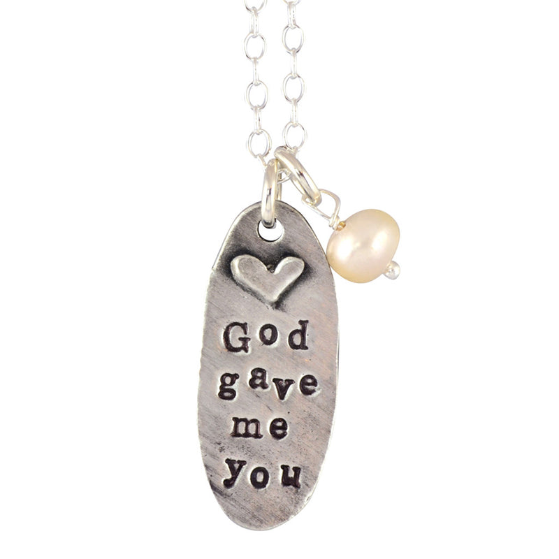 The Vintage Pearl God Gave Me You Pearl Necklace, Silver Plated