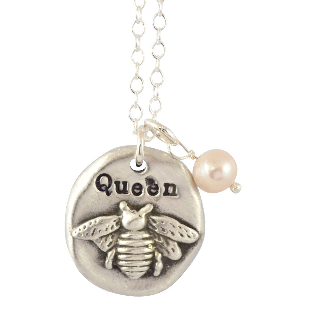 The Vintage Pearl Queen Bee Pearl Necklace, Silver Plated